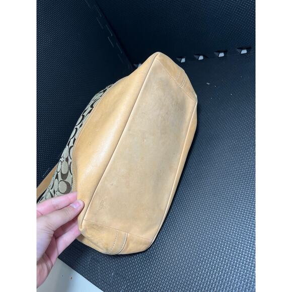 Coach 2156 Tan Signature Fabric Leather Bag Hobo Bucket Style Womens Purse - Picture 8 of 10